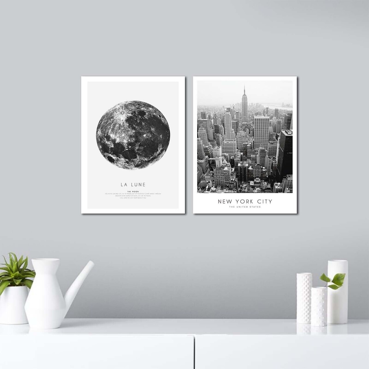 Set 2 tablouri decorative, Alpha Wall, La Lune in NY, 30x40 cm - imagine 3